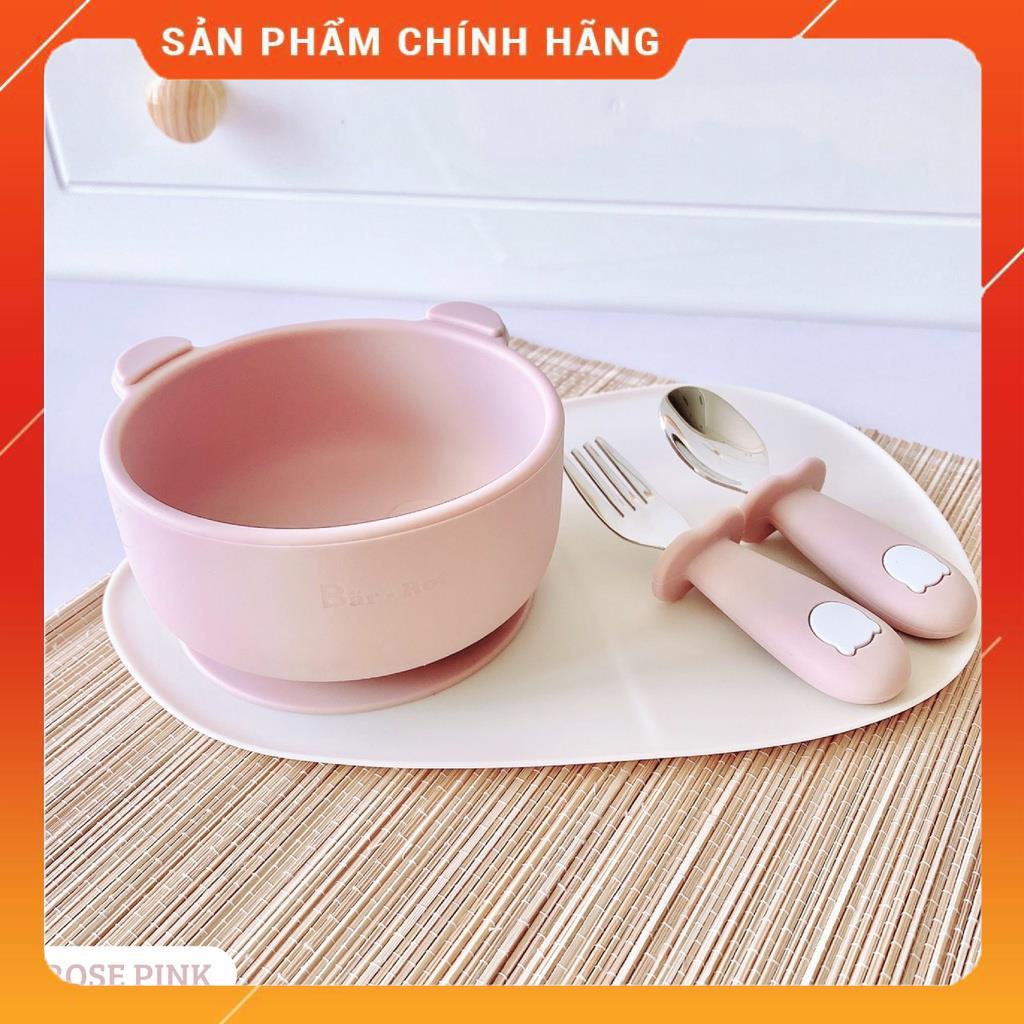 Bát có đế hít Thìa Dĩa Cốc tập hút ăn dặm Bar rot - Sét Thìa Nĩa cao cấp cho bé