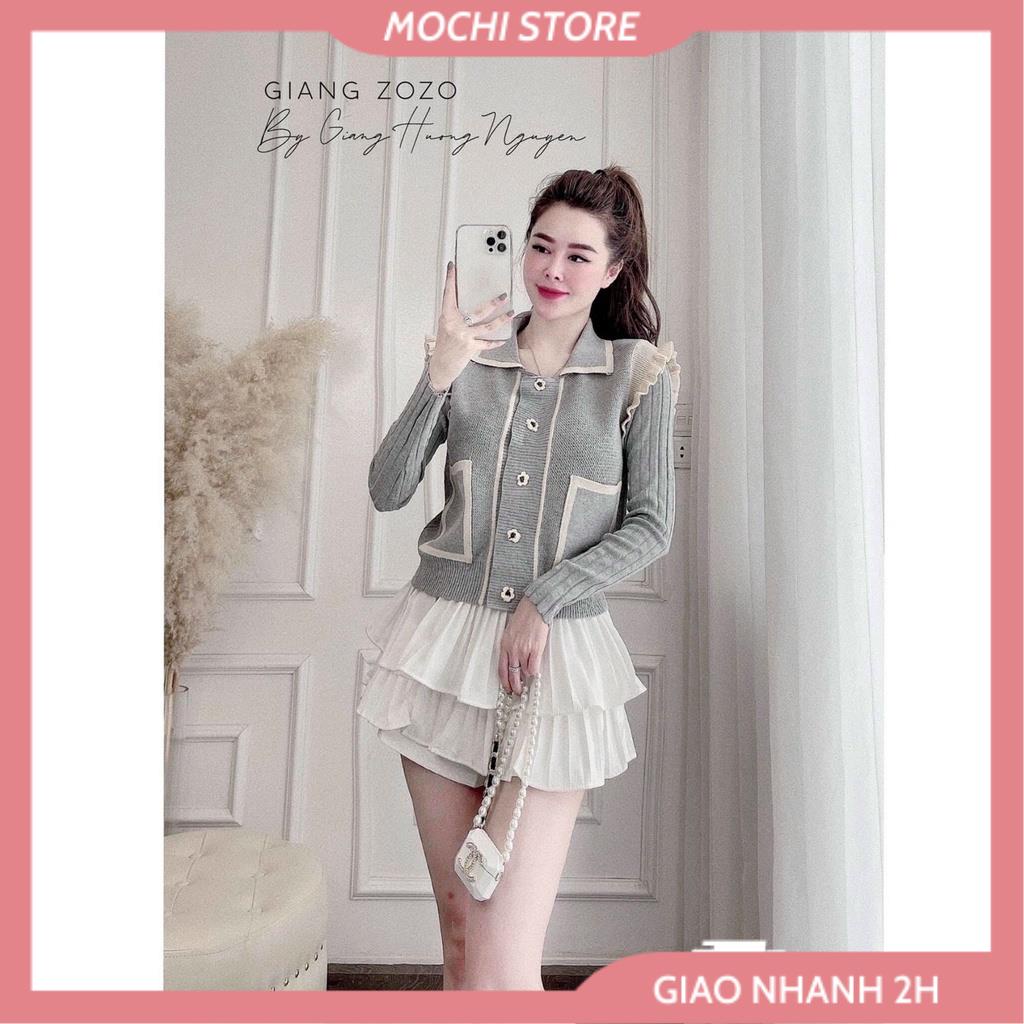 Áo Khoác Cardigan Cổ Bẻ, Áo Len Xám Ghi Bèo Vai Phối Túi Đính Nút Hoa Cúc Hàng Quảng Châu Cao Cấp Siêu Đẹp. | BigBuy360 - bigbuy360.vn