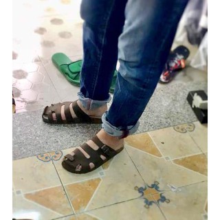 Dép sandal bít mũi da bò thật dế trấu cao cấp