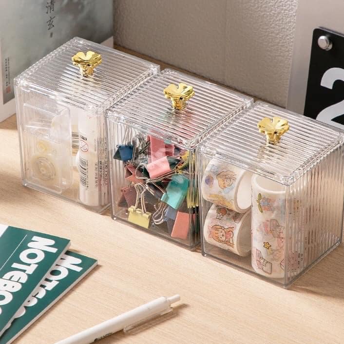 HỘP ĐỰNG BÔNG TẨY TRANG, TĂM BÔNG, MỸ PHẨM TRONG SUỐT MẪU MỚI CAO CẤP