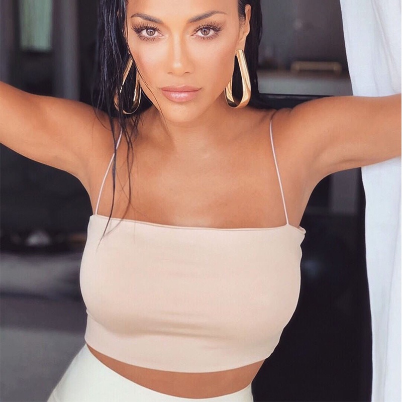 Áo Croptop Hai Dây Màu Trơn Dáng Ôm Thời Trang Quyến Rũ Cho Nữ