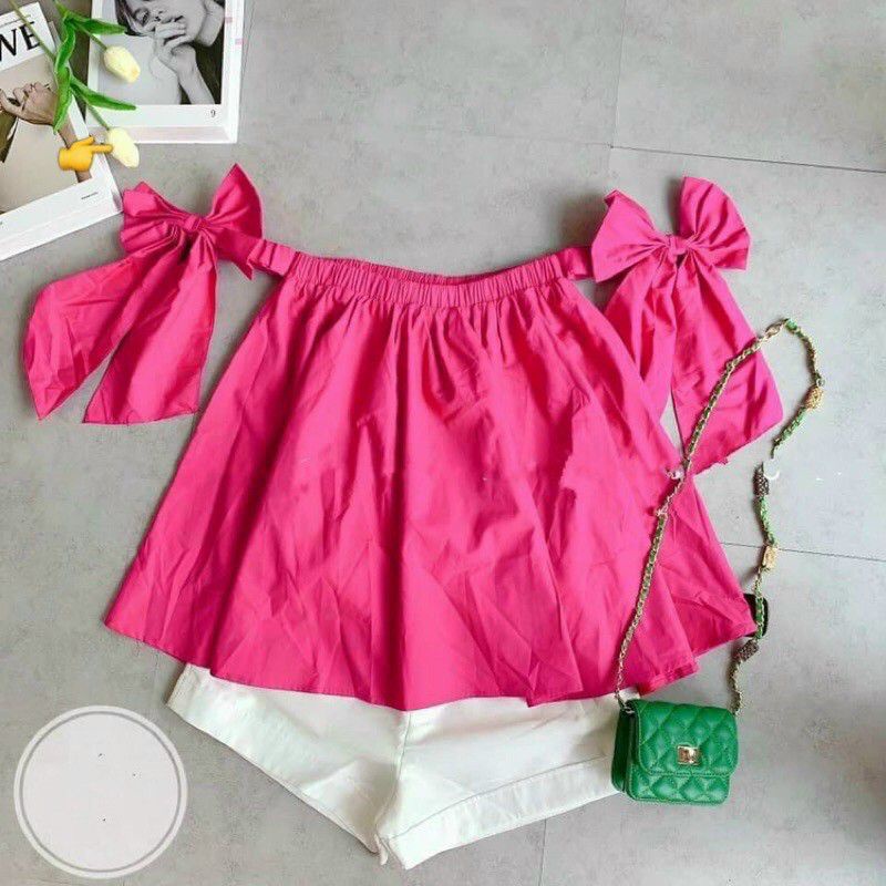 Áo from dài giấu quần rớt tay cột nơ