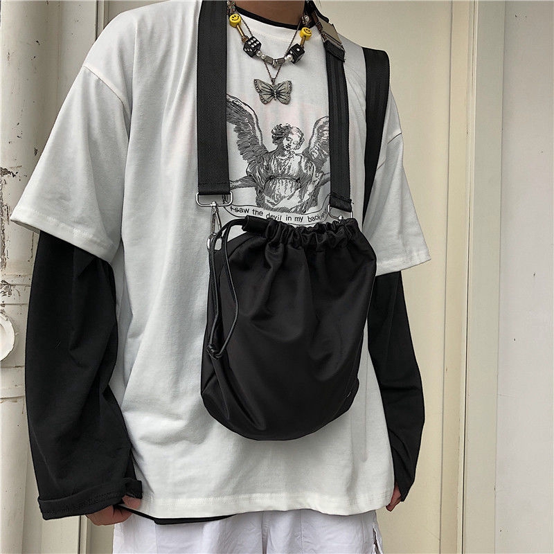 Túi Đeo Chéo Màu Trơn Phong Cách Retro Thời Trang