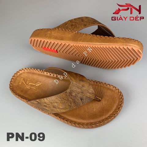 Dép nam quai kẹp/quai xỏ ngón quai ngang da bò cao cấp độc quyền PN-09