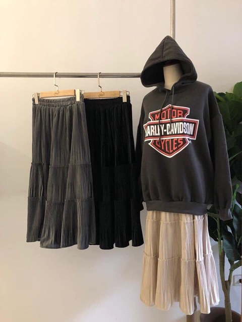 [ ORDER ] - Chân váy tầng xếp li nhung | BigBuy360 - bigbuy360.vn