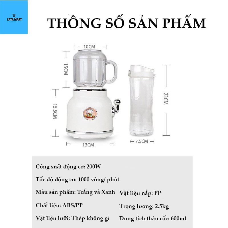 [CÓ BẢO HÀNH]  MÁY XAY SINH TỐ PHONG CÁCH CỔ ĐIỂN, SANG TRỌNG EMPOLE dung tích 600ml xay hoa quả, trái cây -LB156211