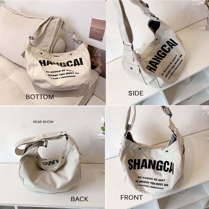 Túi Đeo Chéo Vai Bằng Vải Canvas In Chữ 2022 Sức Chứa Lớn Thời Trang Cho Nữ ZY061