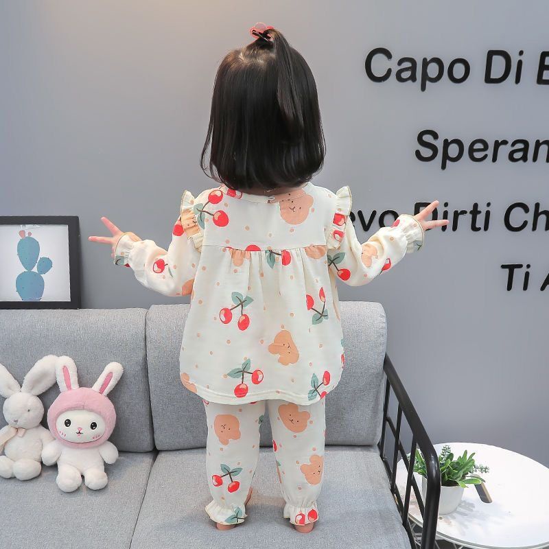 ✨Hàng Có Sẵn✨ Bộ Đồ Ngủ Tay Dài Phong Cách Công Chúa Dễ Thương Dành Cho Bé Gái