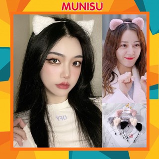 Bờm cài tóc tai mèo Munisu bờm tóc tai mèo vải lông mềm mại BD25