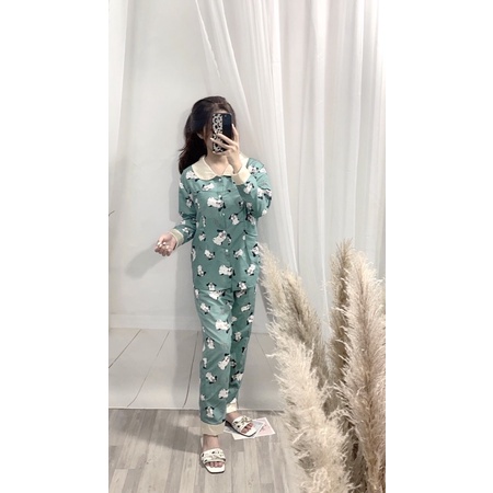 Bộ Bầu pijam hình siêu đẹp ♦️cổ sen quần có chun chỉnh bụng ,mặc được cả sau sinh ♥️❤️freesize 45-68kg