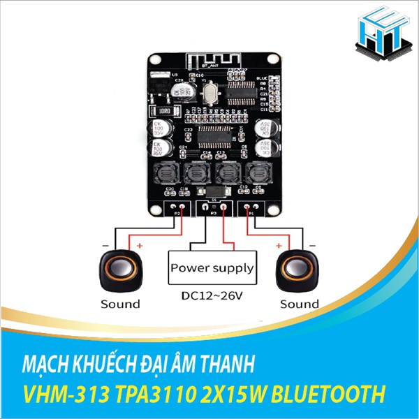 MẠCH KHUẾCH ĐẠI ÂM THANH VHM-313 TPA3110 2X15W BLUETOOTH