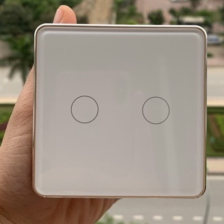 Công tắc Tuya Zigbee vuông 1 2 3 4 nút cao cấp viền nhôm vàng đủ dây LN