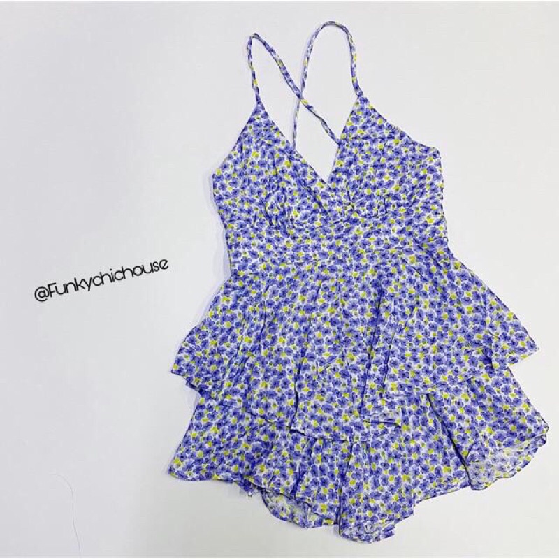 Jumpsuit hoa xanh f21 S