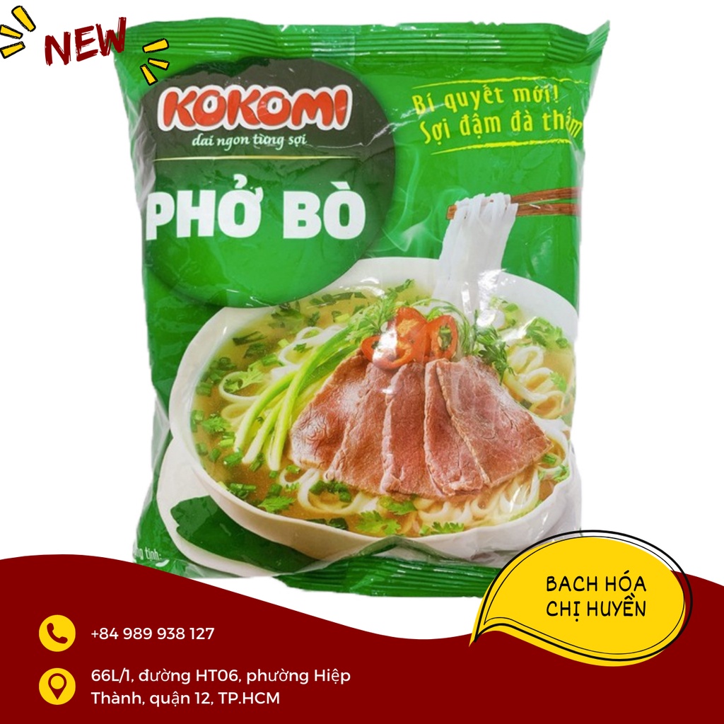 Thùng hủ tiếu sườn heo / phở bò kokomi 30 gói x 70 gram