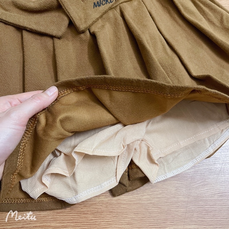 Chân váy xếp ly chất nhung dày chân váy đẹp đi chơi màu nâu chân