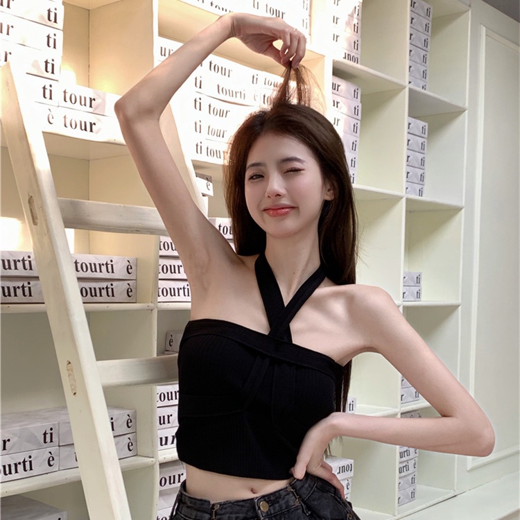 Áo Hai Dây Dáng Ngắn Màu Hồng Thời Trang Mùa Hè 2022 Mới Cho Nữ