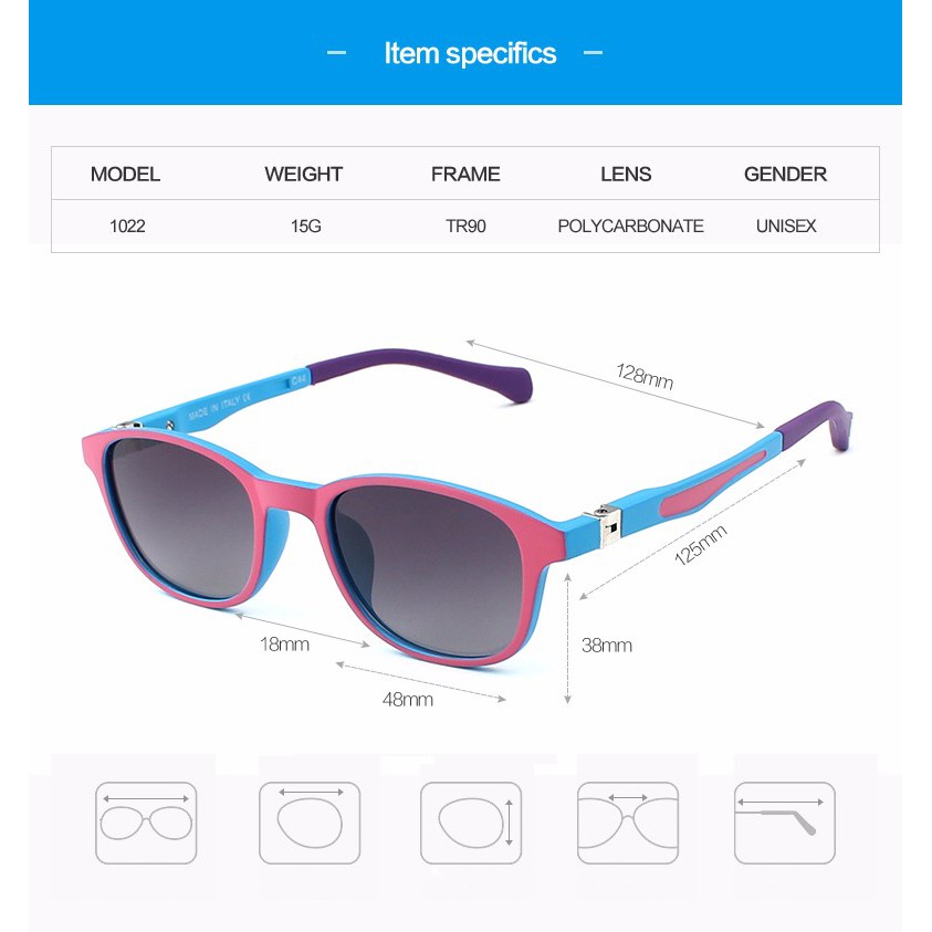 6-12 years old Kính Mát KATELUO S1022 Phân Cực Chống Tia Uv 400 Cho Bé