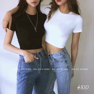 Áo thun croptop phom nhỏ cổ tròn