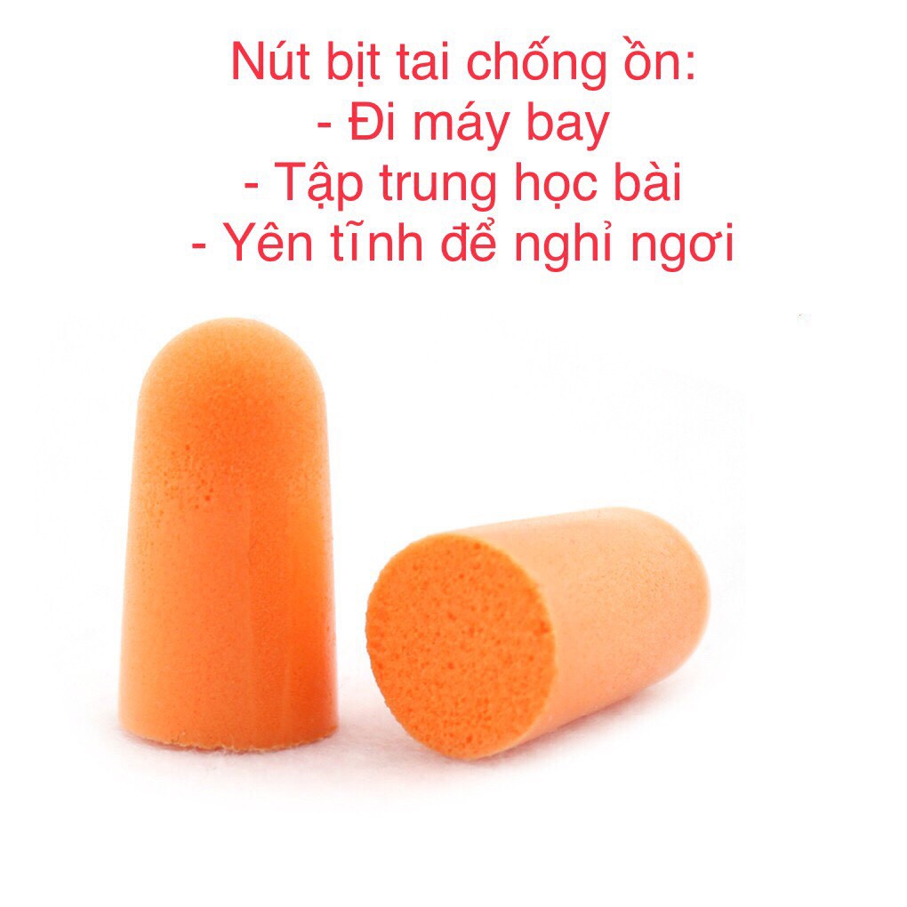 Nút bịt tai chống ồn, giảm ù tai máy bay, bọt mềm, mịn tự điều chỉnh theo ống tai