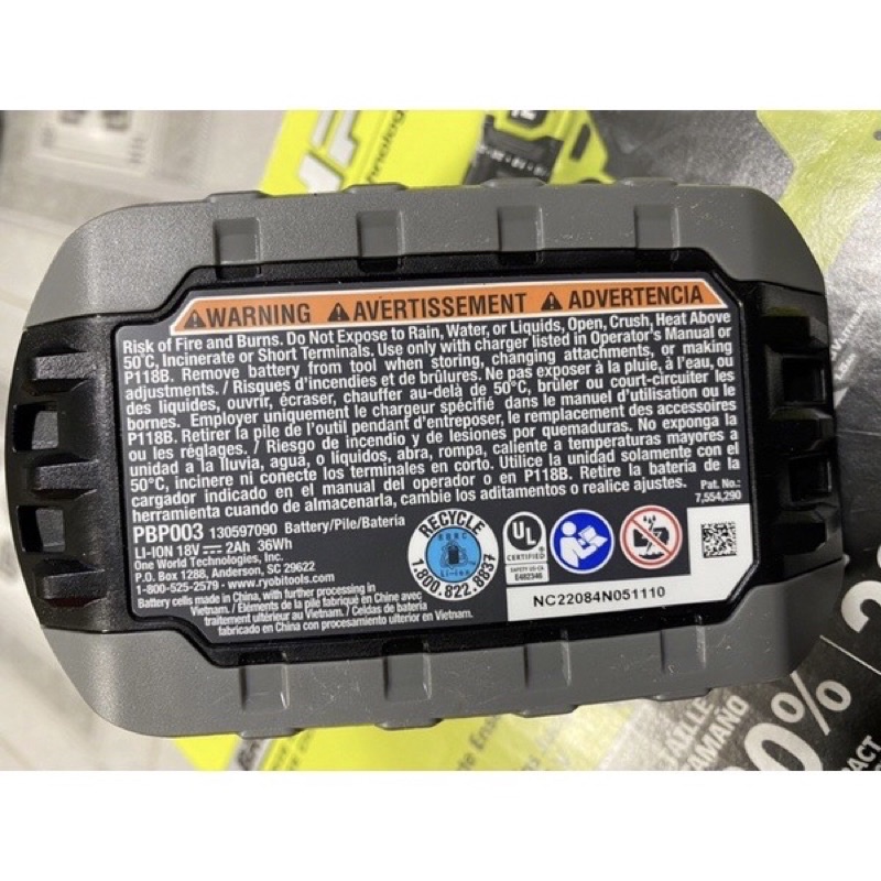 Pin Ryobi 18v 2ah Hp. hàng mới 100%