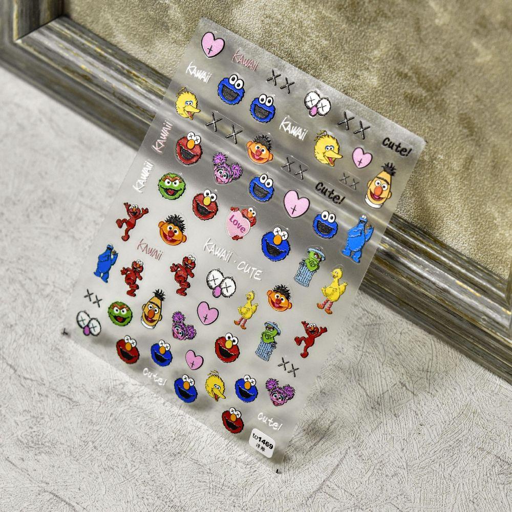 Miếng Dán Dập Nổi Họa Tiết Hoạt Hình 5D Trang Trí Móng Tay