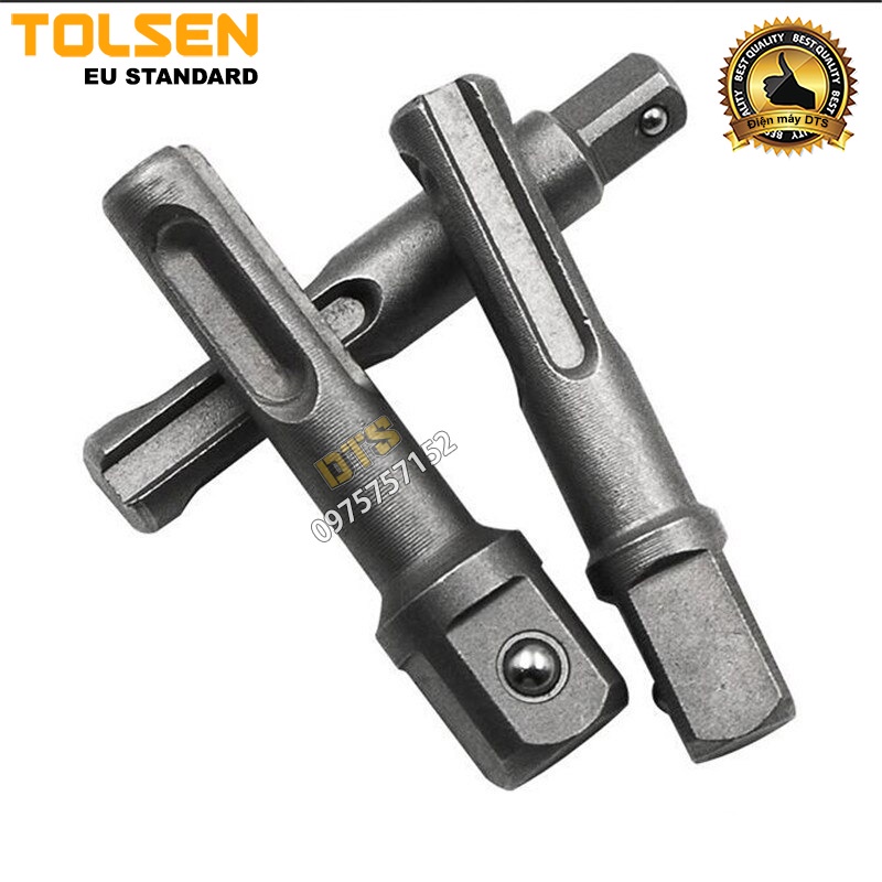 Bộ 3 đầu chuyển vặn khẩu công nghiệp chuôi gài SDS Plus TOLSEN cho máy khoan bê tông sang đầu bulong cỡ 1/2 3/8 1/4 inch