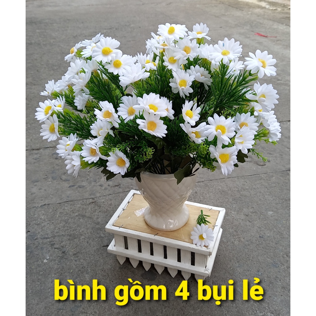 1 Bụi hoa cúc họa mi bông nhỏ giả 35cm - Hoa giả - Hương Flower