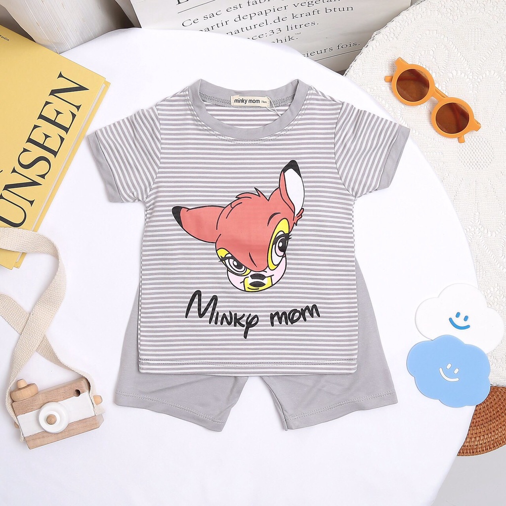 ( Loại 1) Bộ cộc tay sọc dệt Minky Mom cho bé