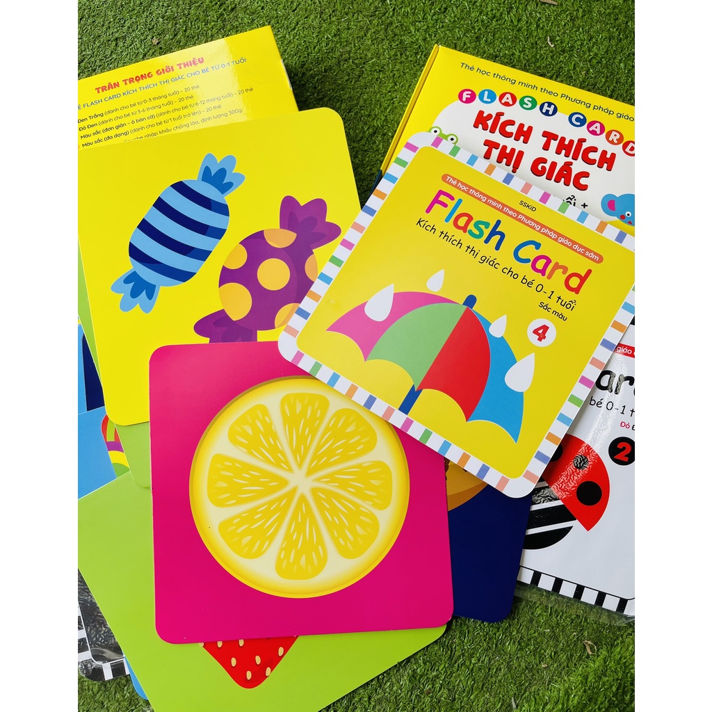 [Xả hàng] Combo 4 tập Thẻ Flash Card Kích Thích Thị Giác Cho Bé 0-1 Tuổi (160 hình) giúp bé phát triển thị giác, màu sắc