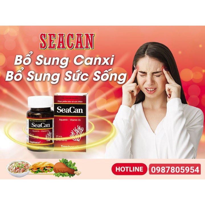 SeaCan K2 bổ sung Canxi tự nhiên từ Tảo biển đỏ - Hộp 60 viên, sản phẩm của Tranphaco
