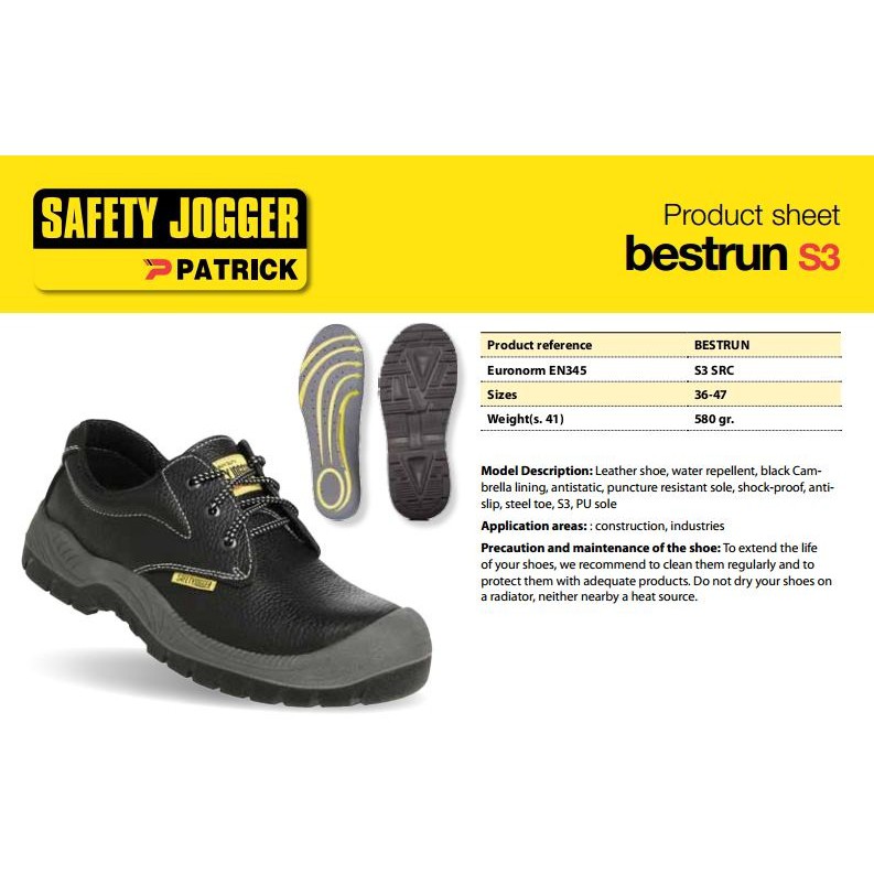 GIẦY BẢO HỘ LAO ĐỘNG SAFETY JOGGER BESTRUN S3 CHỐNG ĐINH, CHỐNG TRƠN TRƯỢT, CHỐNG DẦU, CHỐNG VA ĐẬP ( Kiểu dáng mới )