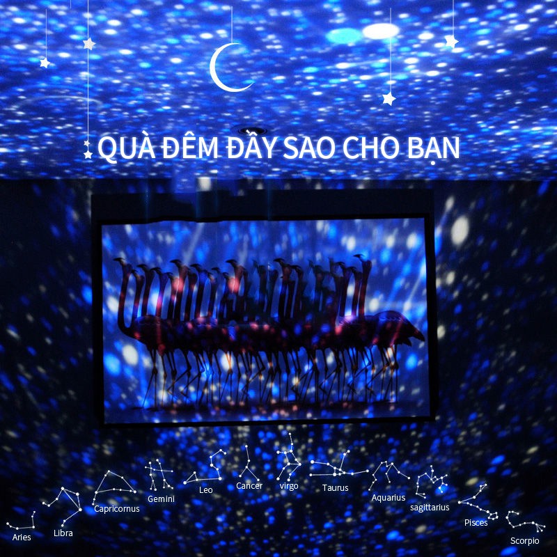 Đèn chiếu bầu trời sao lãng mạn kèm 5 tấm phim họa tiết