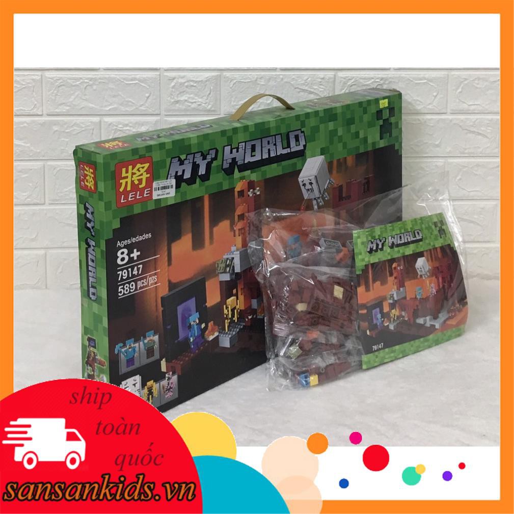 LEGO GHÉP HÌNH MINECRAFT CUỘC CHIẾN TRONG LÂU ĐÀI HOANG 589 CHI TIẾT