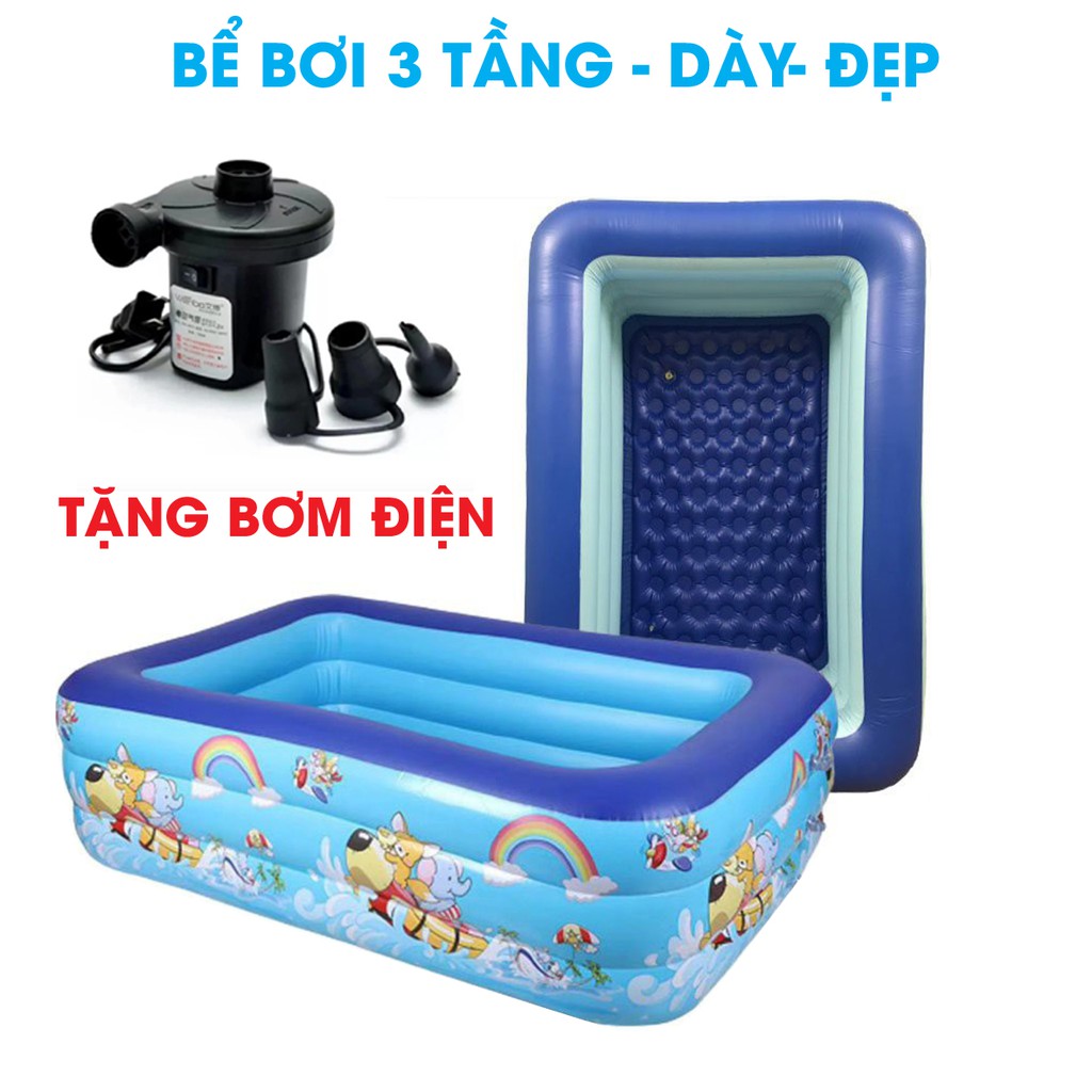 Bể bơi cho bé swimming pool 3 tầng (Tặng bơm điện)