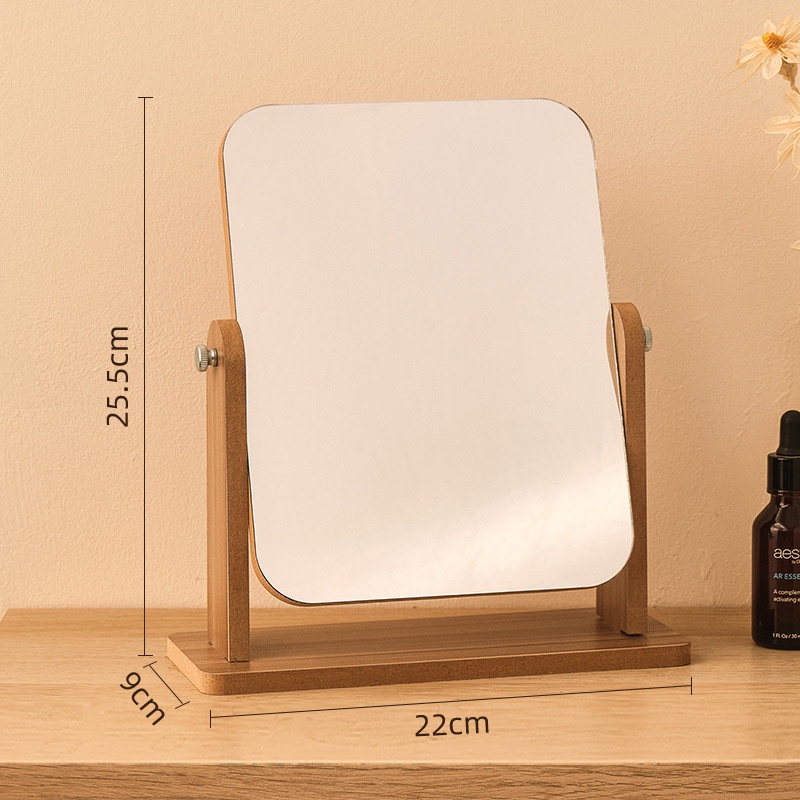 Gương Gỗ trang điểm xoay chỉnh góc có đế để bàn phụ kiện phái đẹp
