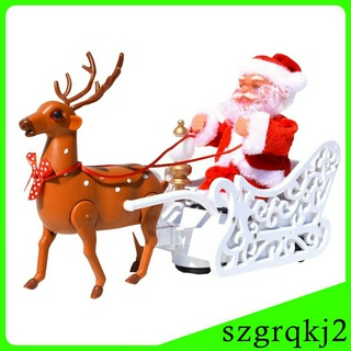 [Szgrqkj] Nhạc Mới Nhất Ông Già Noel Ngồi Xe Trượt Tuyết Cưỡi Hươu Điện Đồ Chơi Búp Bê Quà Tặng Giáng Sinh