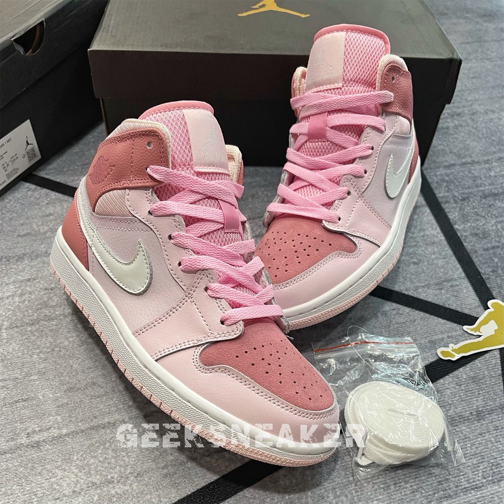 [GeeKSneaker] Giày Sneaker Cổ Cao | Thể Thao - Jordan 1 Mid Digital Pink