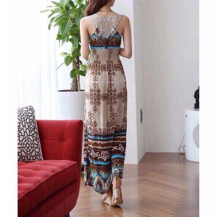 ĐẦM MAXI NHÚNG EO PHỐI REN CAO CẤP MSP-D140(HÀNG NHẬP) | BigBuy360 - bigbuy360.vn