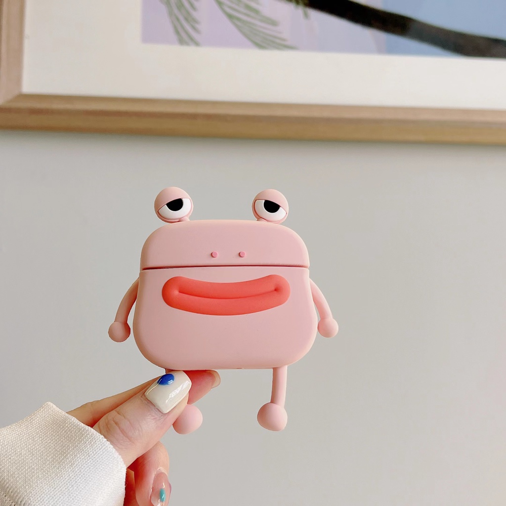 Vỏ Bảo Vệ Hộp Sạc Tai Nghe Bluetooth Bằng silicone Mềm Hình Chú Ếch Nhỏ Cho airpods 1 / 2 pro 3