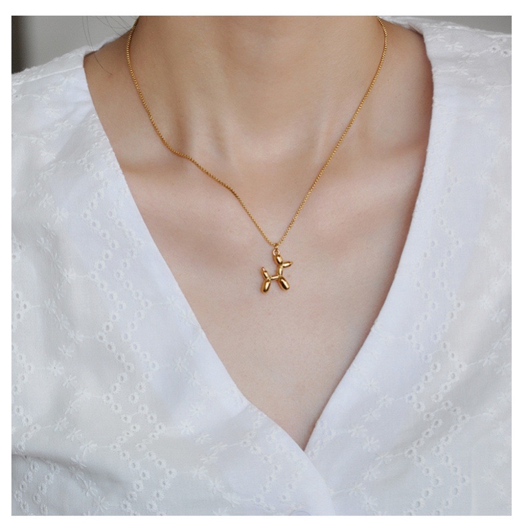 Dây Chuyền Mạ Vàng Hồng / Vàng Hồng 18K Mặt Hình Cún Con Dễ Thương Phong Cách Mori Hàn Quốc