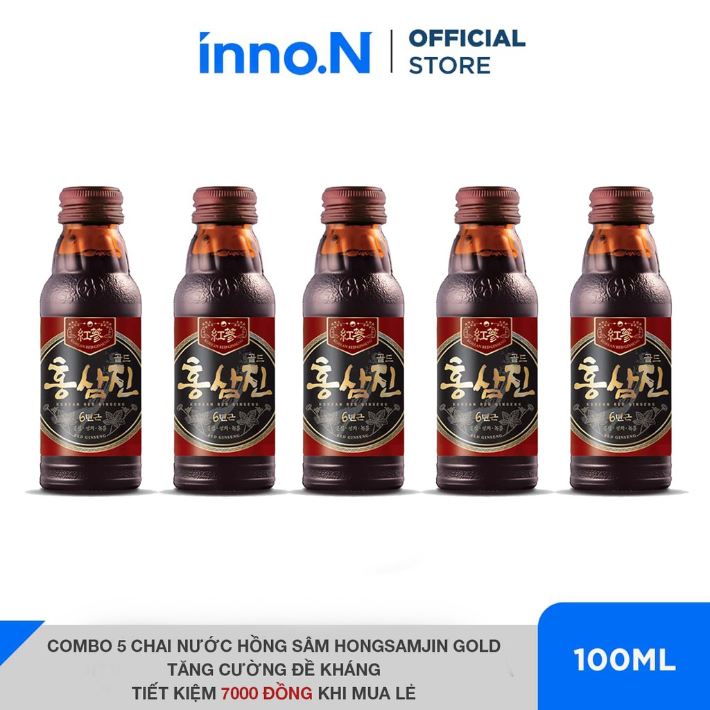 Combo 5 chai nước HONGSAMJIN GOLD hỗ trợ tăng cường sức khỏe đề kháng và bồi bổ cơ thể