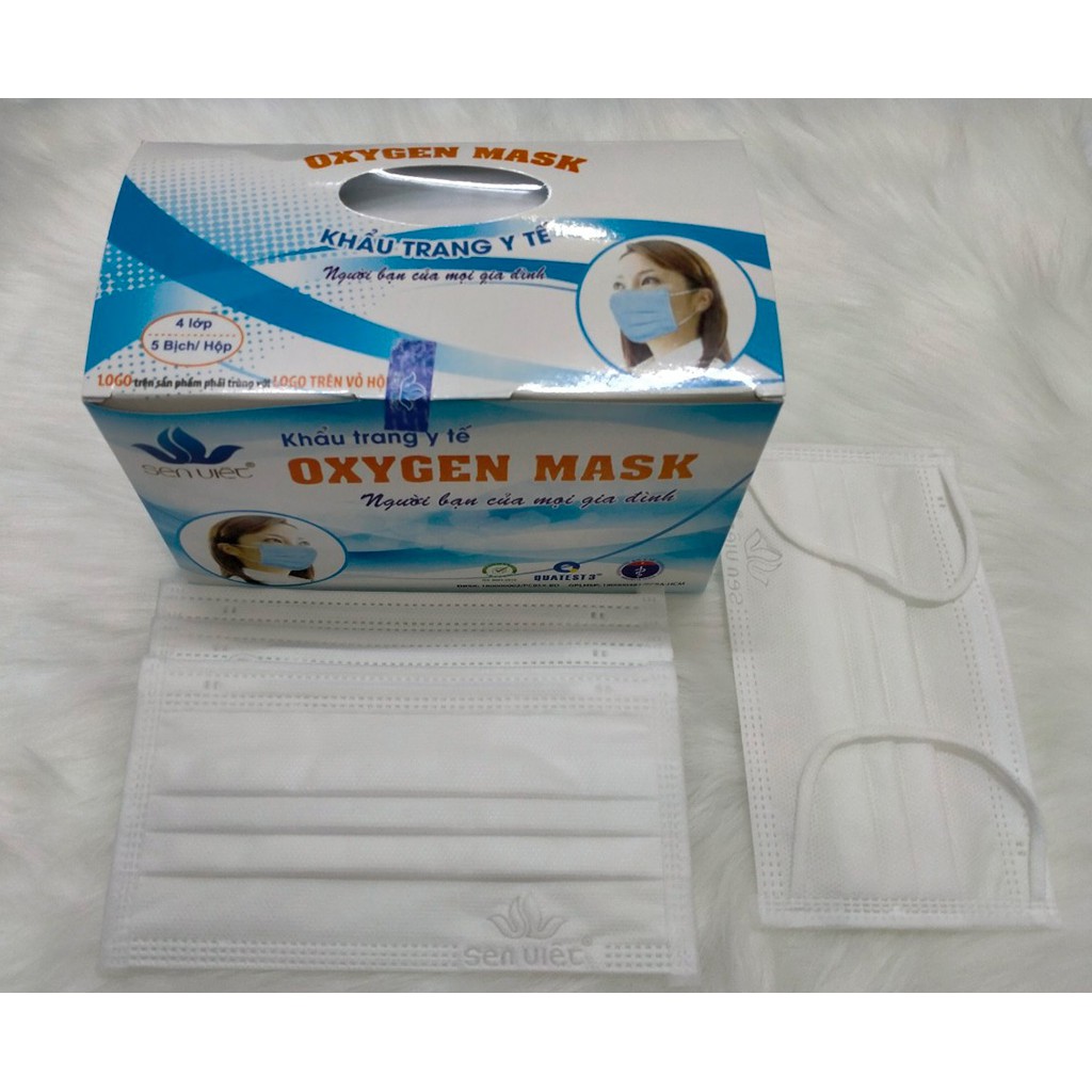 Khẩu trang y tế Sen Việt OXYGEN kháng khuẩn - màu trắng