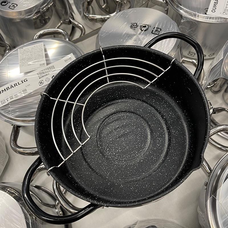 Nồi chiên chống dính Nhật size 20cm có khay ráo mỡ vân đá siêu bền  - Nồi chiên lọc dầu xuất Nhật