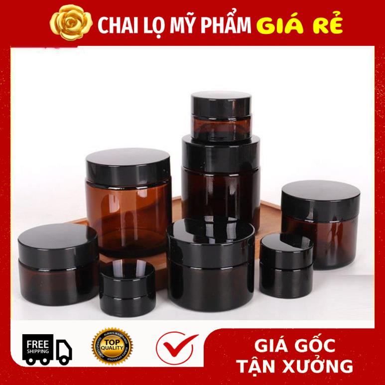 [Combo 10sp] Hũ Chiết Mỹ Phẩm ❤ [15g,20g,30g,50g,100g] Hũ Chiết Mỹ Phẩm Thủy Tinh Nâu đựng kem face, phụ kiện du lịch