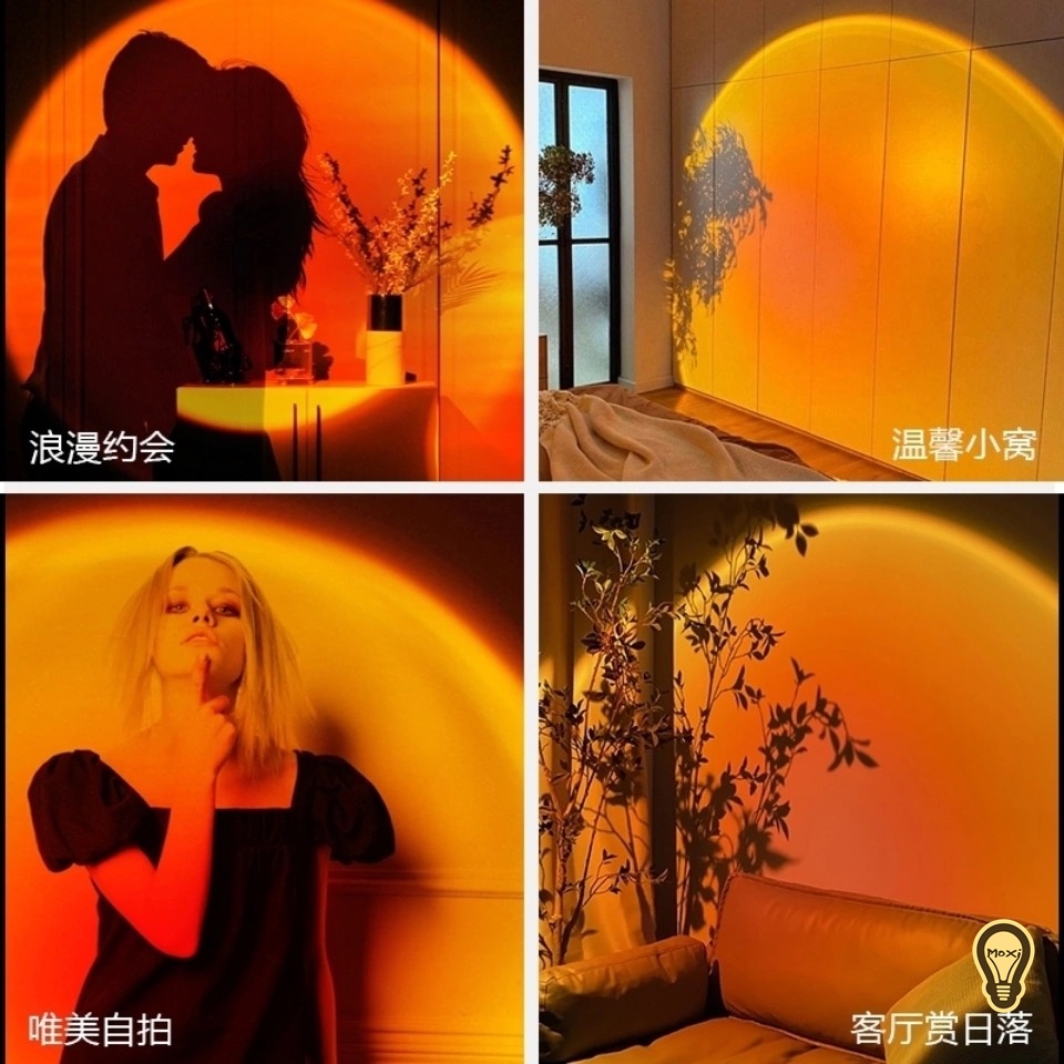 【HOT TIKTOK HÀNG SẴN】ĐÈN LED chiếu hiệu ứng bình minh hoàng hôn làm đèn DECOR trang trí, có thể điều chỉnh độ cao MOXI