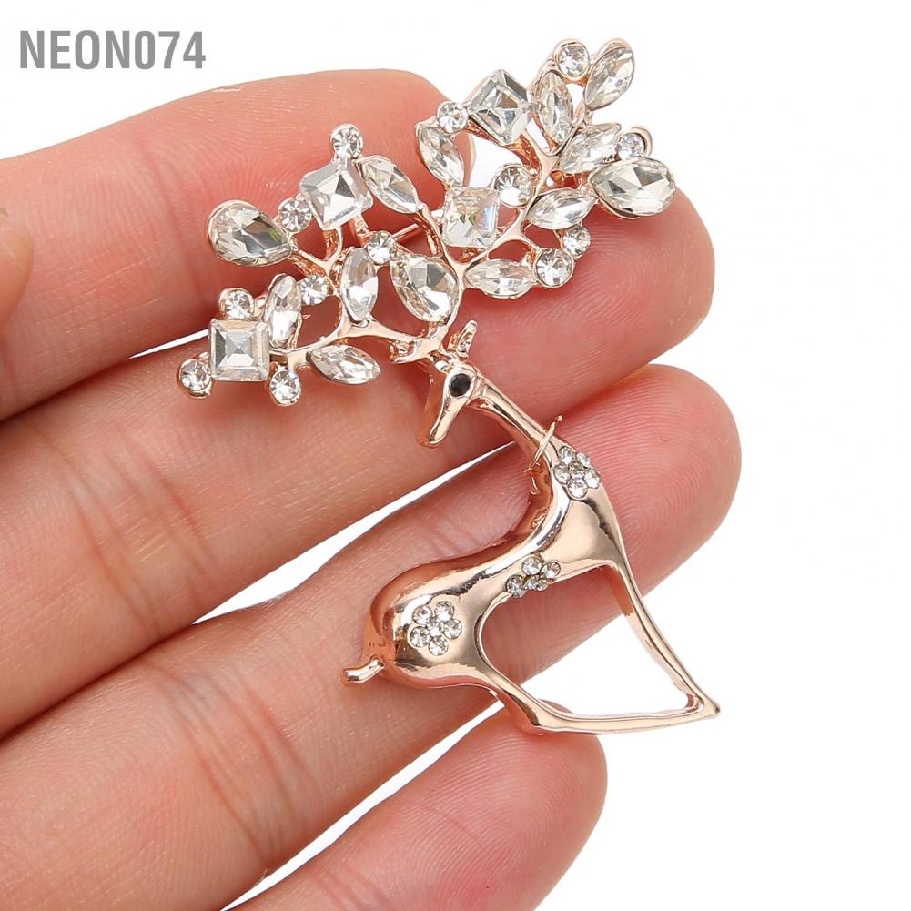 Neon074 Neon074 Deer Brooch Alloy Men Đàn ông Động vật Kỳ nghỉ Trâm cài Pin Rhinestone Corsage cho Ngày kỷ niệm sinh nhật