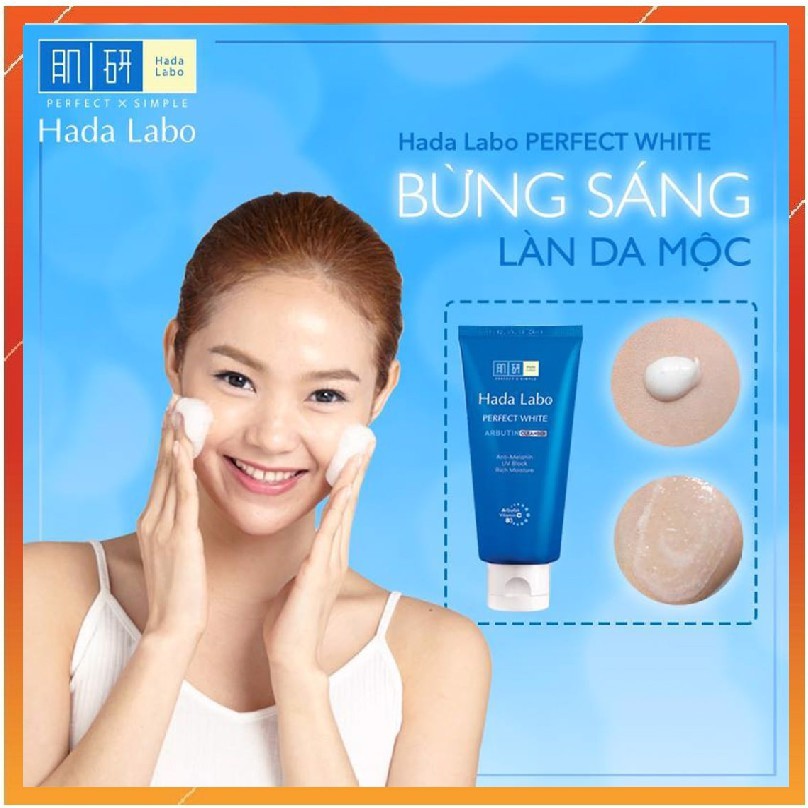 Kem rửa mặt dưỡng trắng Hada Labo Perfect White Cleanser 80g sữa rửa mặt Hada Labo