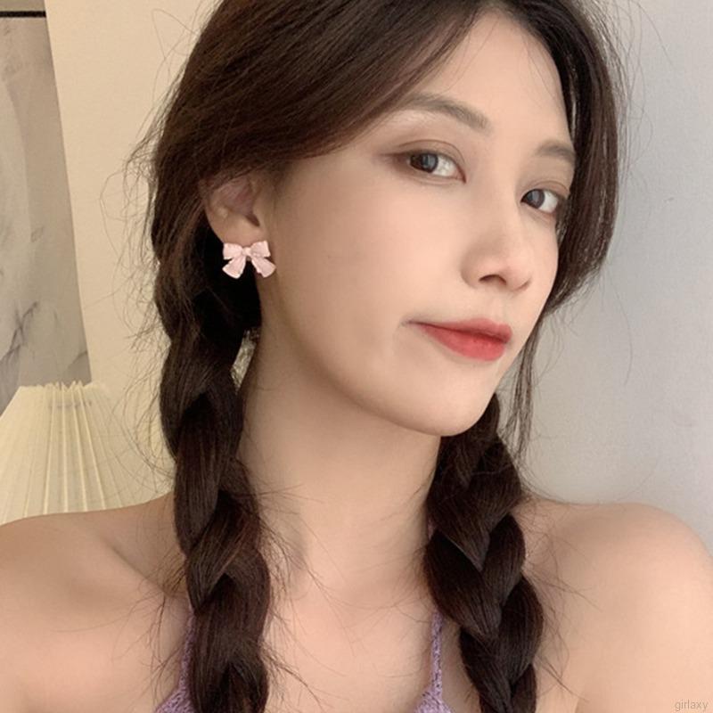 Bông Tai Hình Nơ Bằng Hợp Kim Phong Cách Hàn Quốc Cổ Điển Đơn Giản Dành Cho Nữ