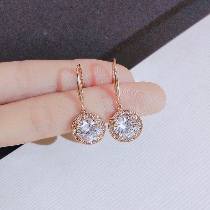 [Jiudoulan] Bông Tai Tròn Đính Đá Zircon Thời Trang Dành Cho Nữ