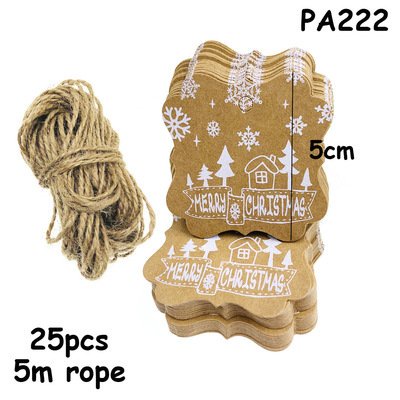 Set Tag 25c treo đóng gói quà tặng Giáng sinh, trang trí Noel tặng kèm dây
